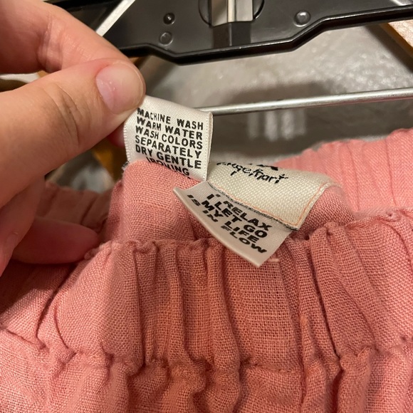 FLAX Lagenlook Light baby Pink Linen Wide Leg Pull On Capri Pants Pockets - Picture 4 of 7